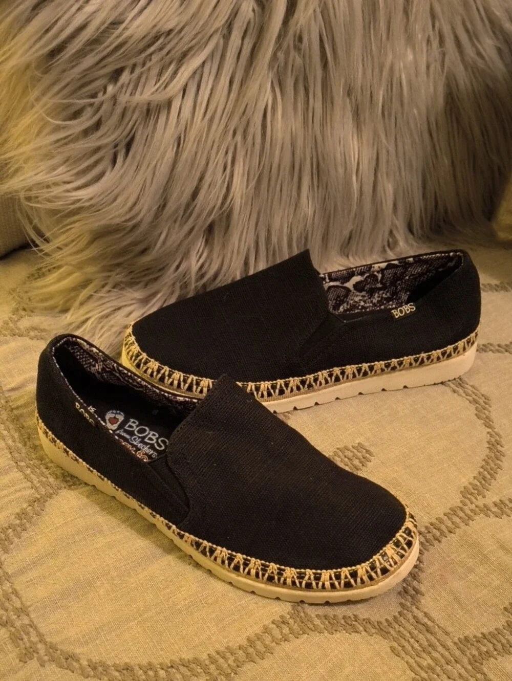 BOBS by SKECHERS Black Slip-On Espadrille Flats